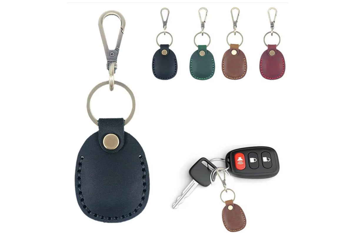 4Pcs For Apple AirTag PU Leather Holder Keyrings Dog Keychain Pet Cases