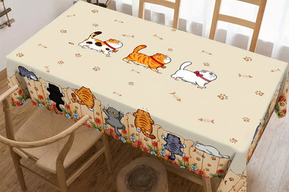 Cute Cat Tablecloth Dining Table Cover Polyester Tablecover -Rectangle Tablecloth