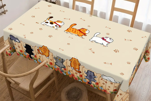 Cute Cat Tablecloth Dining Table Cover Polyester Tablecover -Rectangle Tablecloth