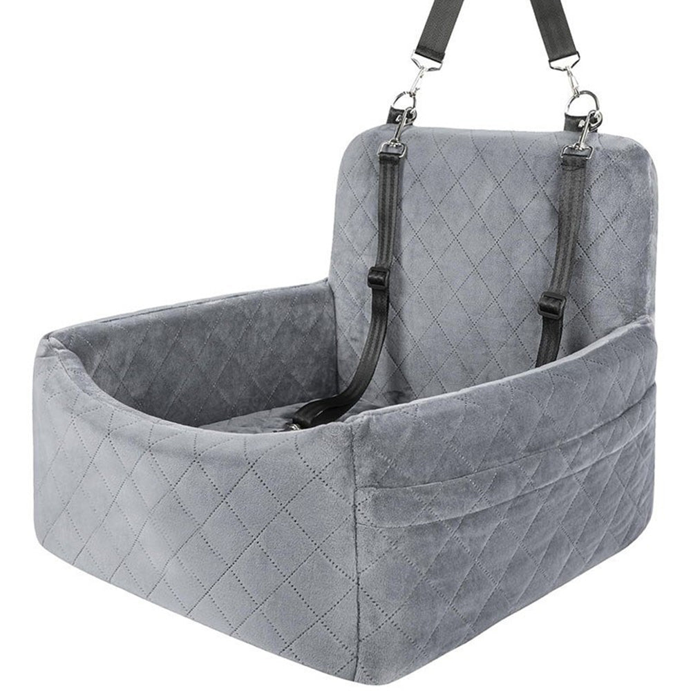 Car Dog Bed Pet Booster Seat For Small Dogs And Cats-Grey
