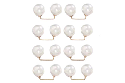8Pcs Brooches Anti-Reveal Neckline Double Headed Artificial Pearl Curved Pin-ST1