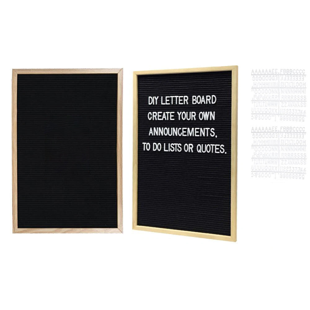 30x40 cm Felt Letter Board with Letters Numbers and Stand-Black