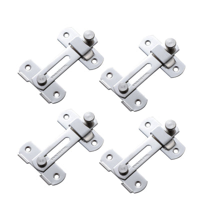 Set of 4Pcs 90-Degree Rotating Barn Door Lock Chirldproof Flip Sliding Latches for Window Door Silver