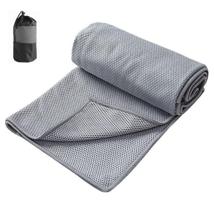 Hot Yoga Towel Microfiber Sweat Anti-Slip Yoga Mat Towels for Bikram Pilates-Grey