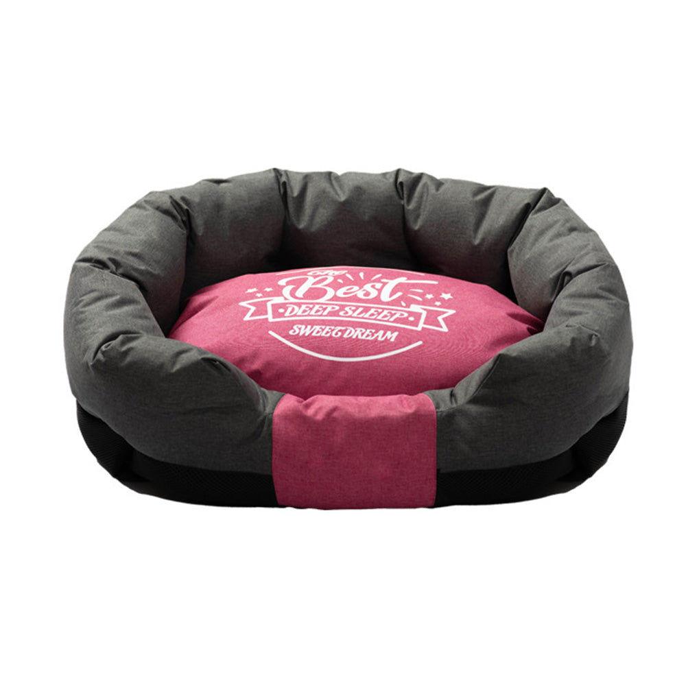Waterproof Pet Bed with Removable Washable Cover for Small & Medium Cats and Dogs Black and Pink L