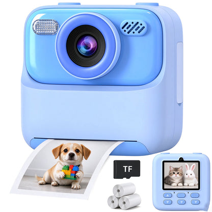 Instant Print Camera for Little Ones Dual Lens Digital Camera with 32G Card - Blue