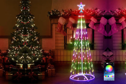 1.8M APP Bluetooth Symphony Controller Multicolor Christmas Tree Lights with Star Topper Christmas Lighting