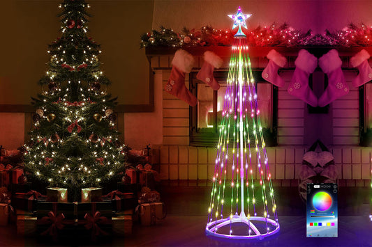 1.8M APP Bluetooth Symphony Controller Multicolor Christmas Tree Lights with Star Topper Christmas Lighting