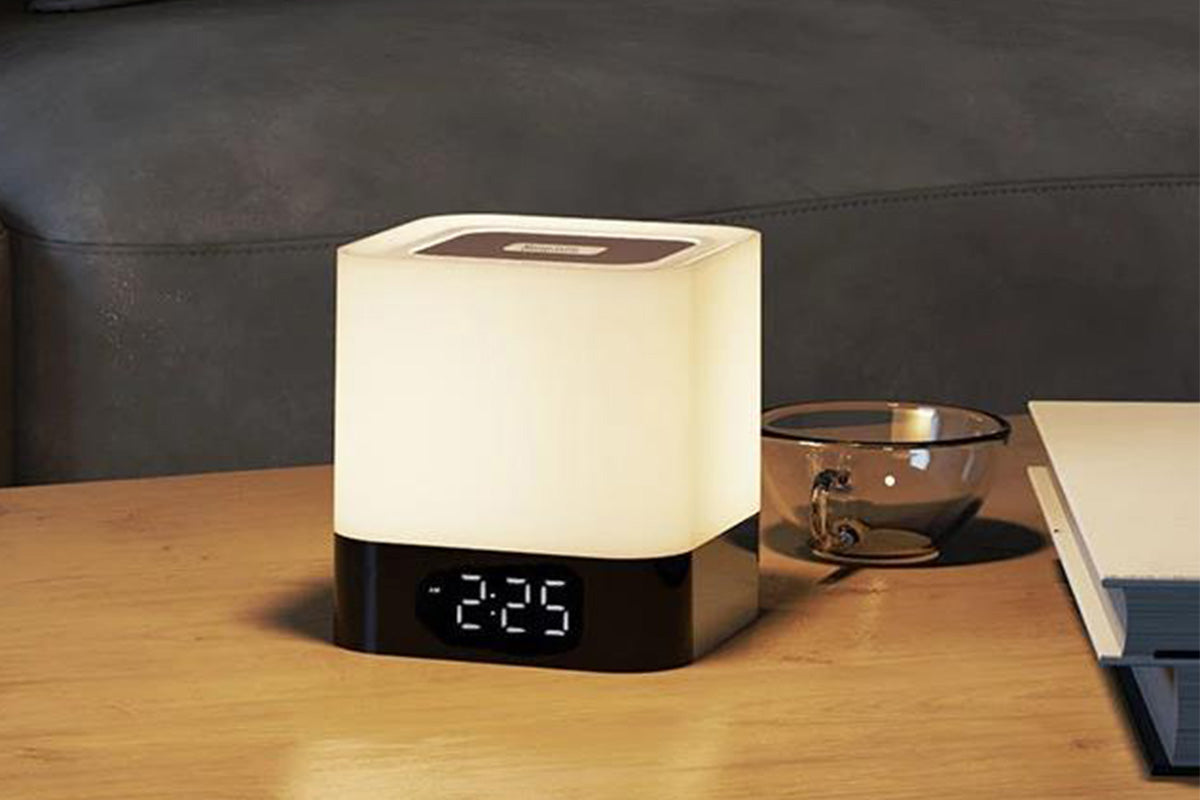 Bluetooth Music Speaker Alarm Clock Touch LED Night Light Desk Bedside Lamp