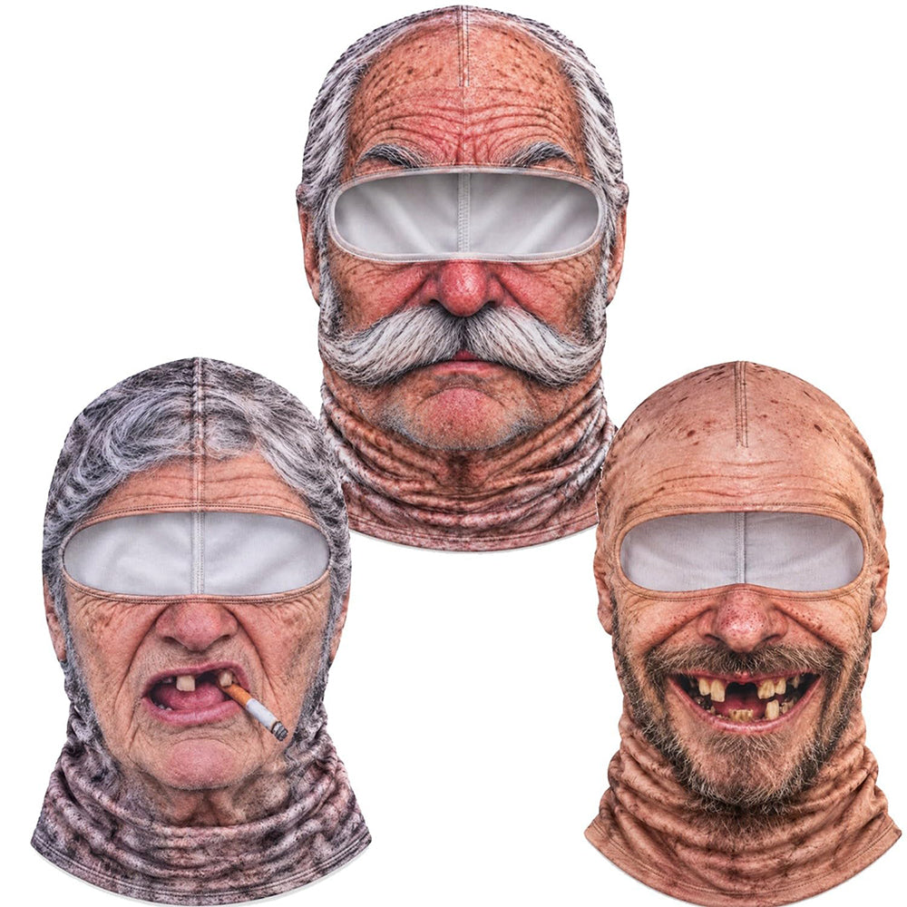 Funny Fleece Fake Face Ski Mask Old Man Riding Full Cover Balaclava
