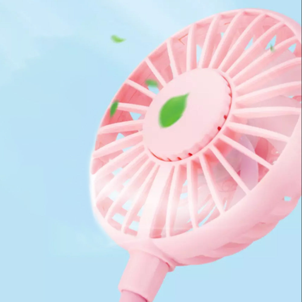 Portable Clip On Lighting Fan Travel USB Rechargeable Desk Pram Car Cooling Fan Pink