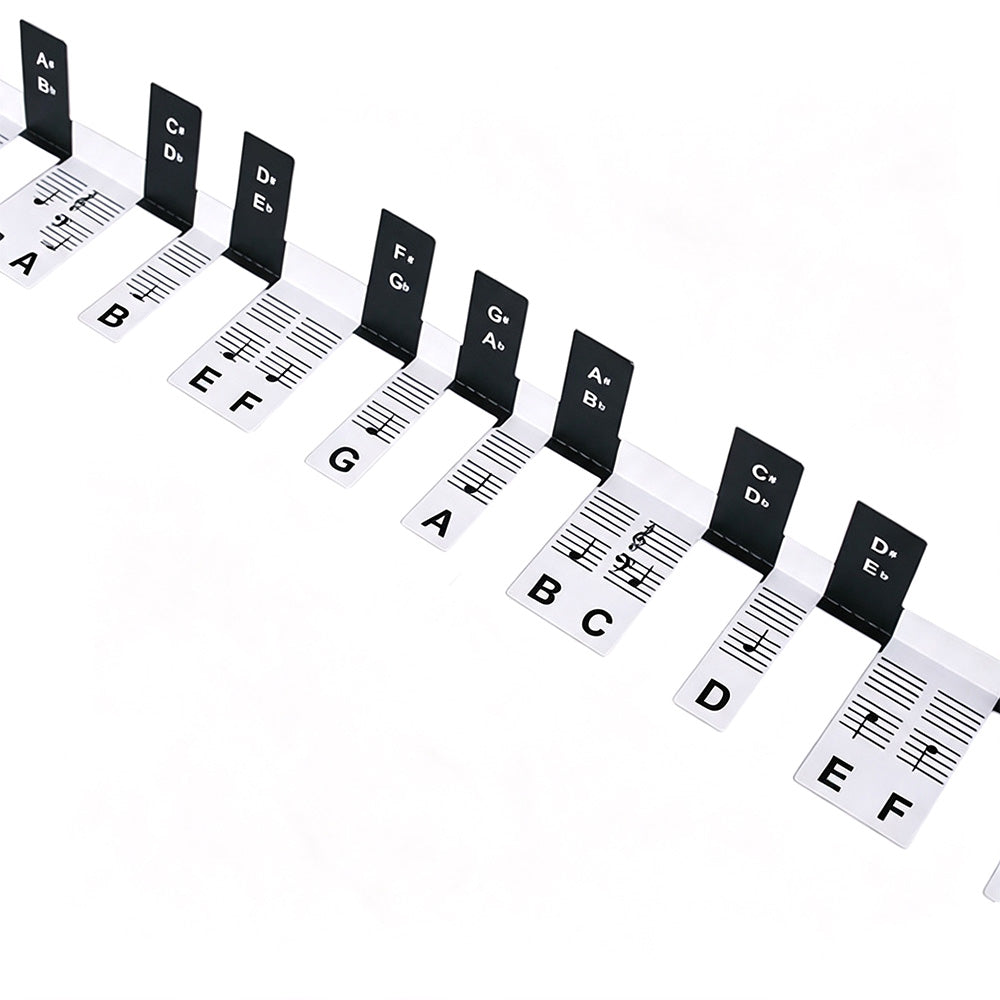 88 Key Piano Note Guide Strip with Staff and Note Names - Black