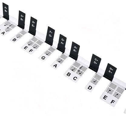 88 Key Piano Note Guide Strip with Staff and Note Names - Black