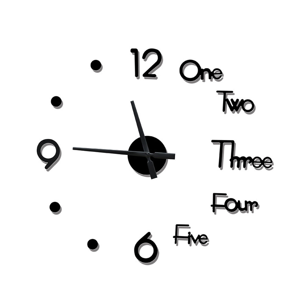 3D Wall Clock Acrylic Modern Mirror Surface DIY Clock Home Office Decor Black