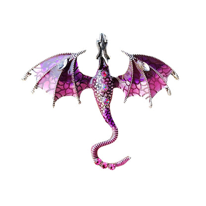Set of 2Pcs Fashion Flying Dragon Brooch Pin Retro Dragon Lapel Pin Clothing Hat Decoration Purple and Blue