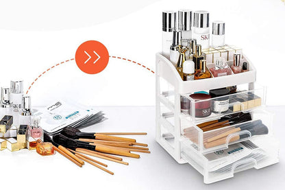 2Pcs Clear 3 Tiers Drawers Countertop Storage Box Cosmetic Display Case