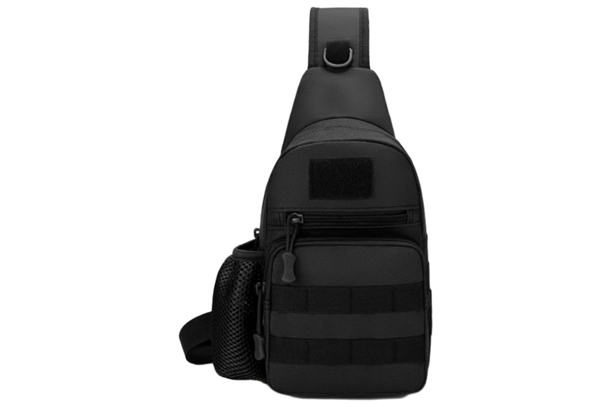 Tactical Sling Bag Pack With Water Bottle Holder Shoulder Messenger Bag-Black