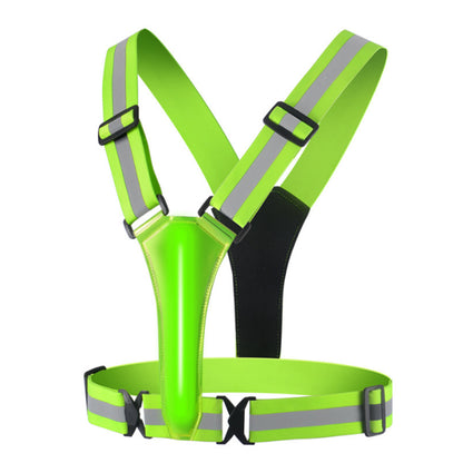 Adjustable LED Reflective Vest Rechargeable Running Gear with Night Light Green