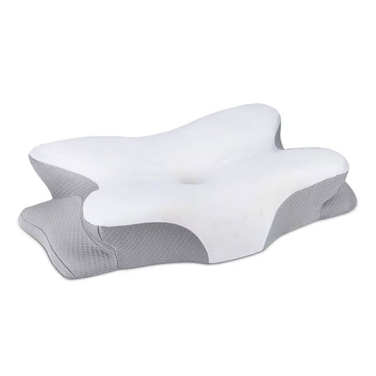 Adjustable Cervical Neck Pillow Ergonomic Memory Foam Pillow for Side Back Stomach Sleeper White and Grey