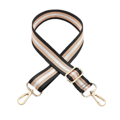 2PCS Adjustable Canvas Bag Strap with Metal Buckle for Crossbody Bags Black