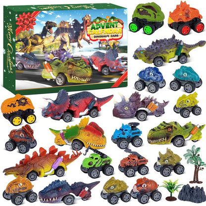 Dinosaur Cars Advent Calendar Christmas Countdown Blind Box Pull-Back Toy Set
