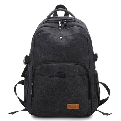 Large Capacity Canvas Backpack Laptop Bag Notebook School Travel Bag for Men Women Black