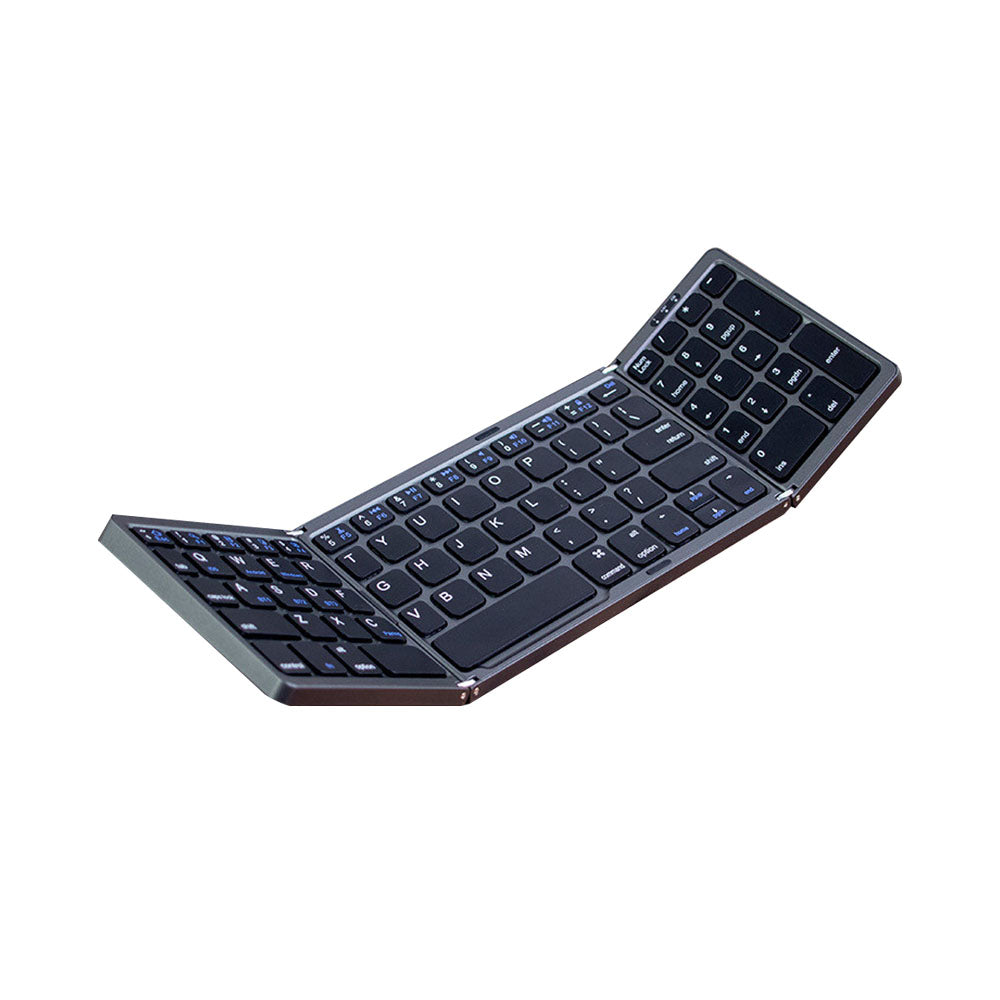 Foldable Bluetooth Keyboard Wireless Portable Keyboard Rechargeable for Laptop Tablet Smartphone Device Black
