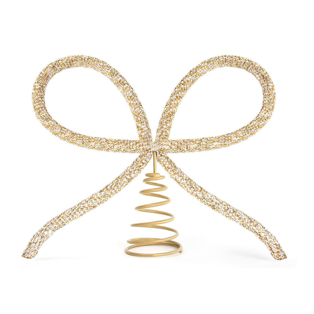 Sparkling Christmas Tree Top Bow Elegant Holiday Decoration Gold