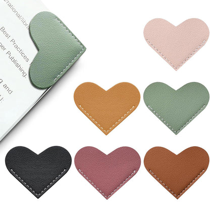 6PCS PU Leather Heart Bookmarks Cute Corner Page Holders for Books