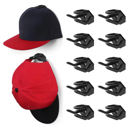 10 Pack Hat Racks for Baseball Caps Fashion Self-Adhesive Hat Hooks Room Decor-Black