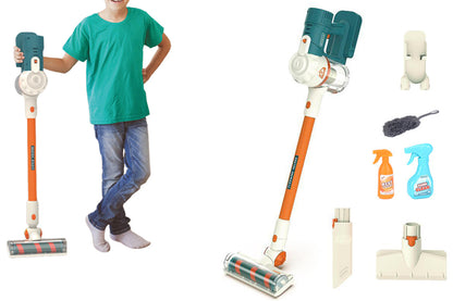 3-in-1 Kids Vacuum Cleaner Toy with Lights Sounds Pretend Role Play House Cleaning Set