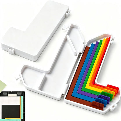7Pcs Paper Crafting Alignment Guides Set with Storage Box for Card Making