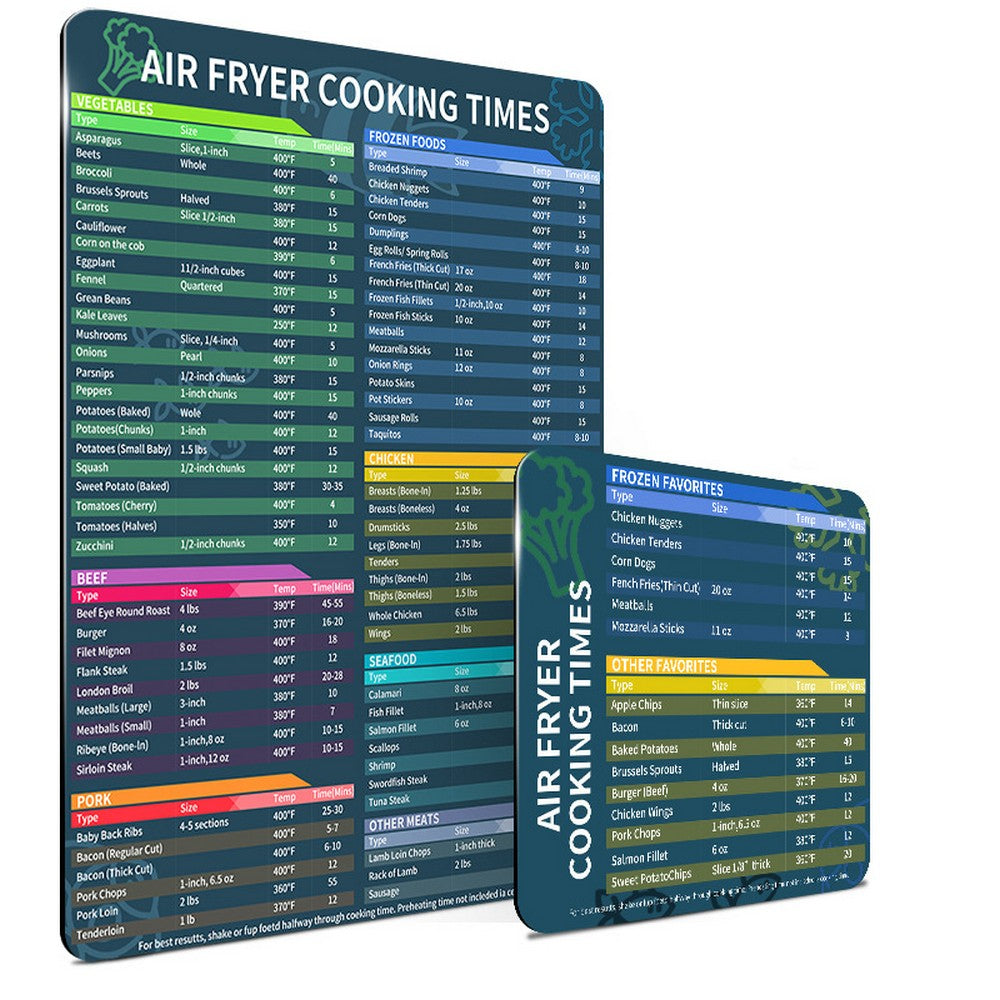 2Pcs Air Fryer Magnetic Cheat Sheet Set Air Fryer Accessories Cookbook