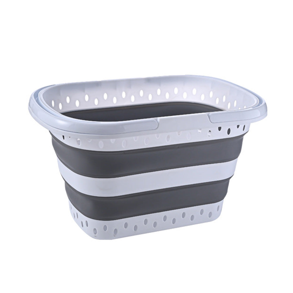 Foldable Collapsible Laundry Basket with Handle for Space Saving Storage-Grey