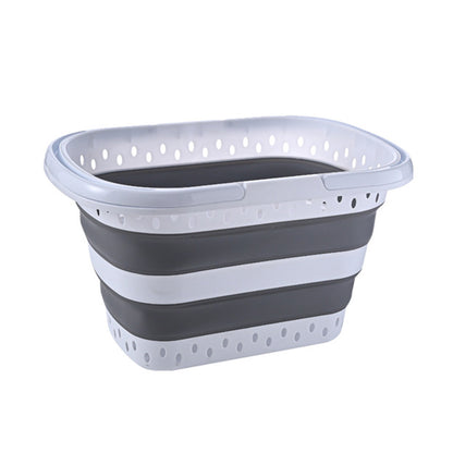 Foldable Collapsible Laundry Basket with Handle for Space Saving Storage-Grey