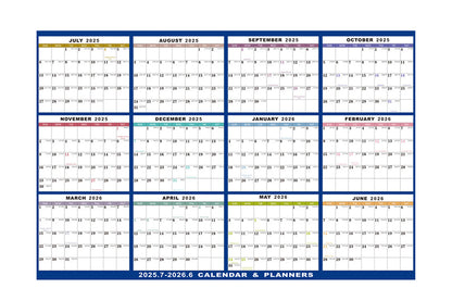 2025-2026 Financial Year Wall Planner 88x58cm Wall Calendar Monthly Hanging Calendar