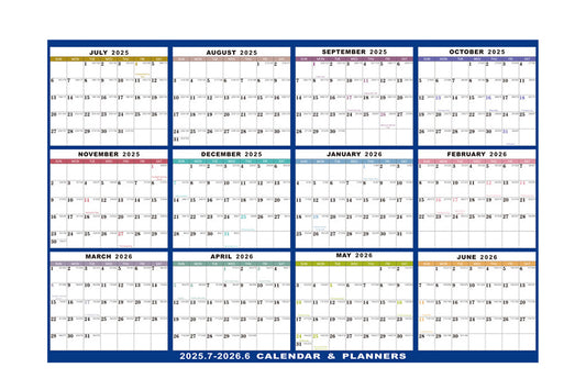 2025-2026 Financial Year Wall Planner 88x58cm Wall Calendar Monthly Hanging Calendar