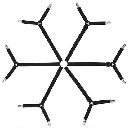 Bed Sheet Fastener 12 Clips Adjustable Elastic Sheet Holder for Mattress Black