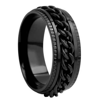 Fidget Spinner Ring for Anxiety Relief Stainless Steel for Adults & Teens Black