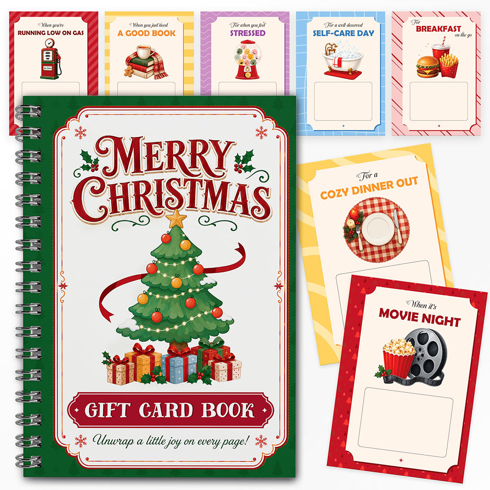 Christmas Gift Card Book Coil Bound Card Holder Book - Christmas Tree