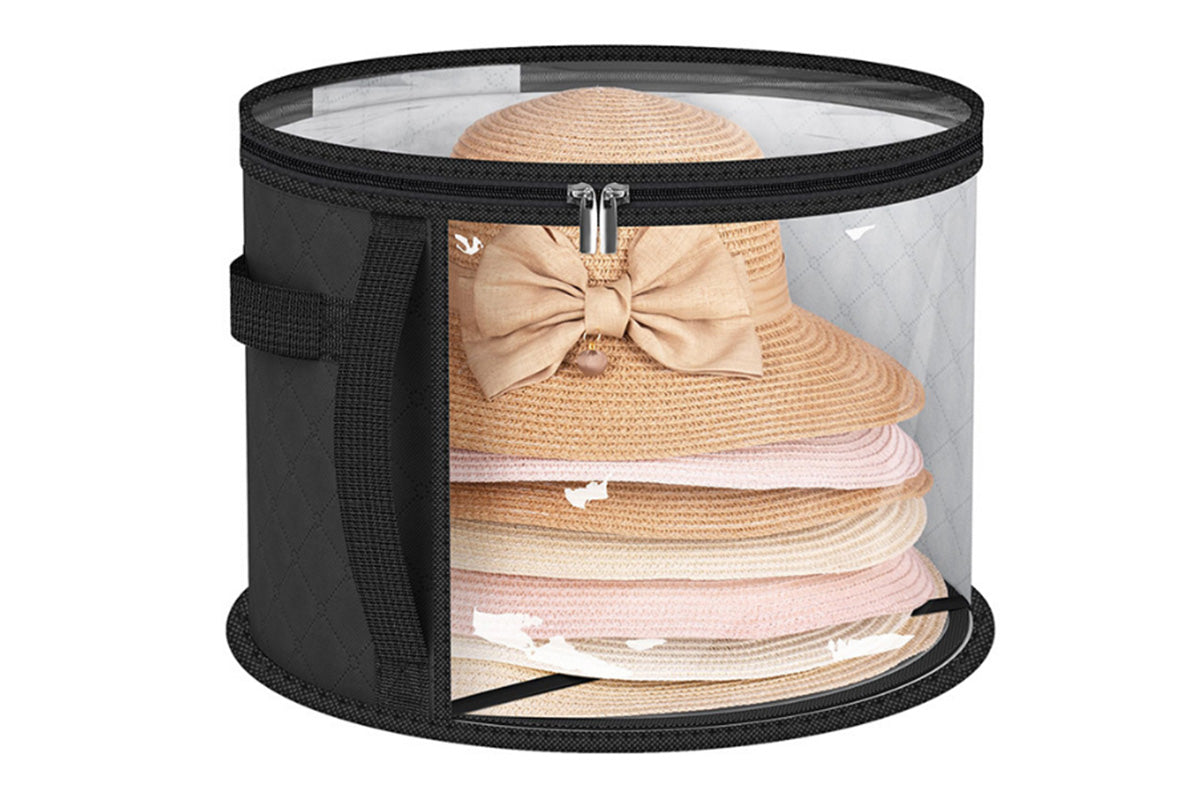 2Pcs Oversized Hat Storage Bag Wide Brims Hat Case for Women Closet-Black