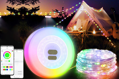 Rechargeable Camping String Light 7M 58LED APP Control RGB Tent Fairy Lights for Outdoor Garden Party Yard Hiking
