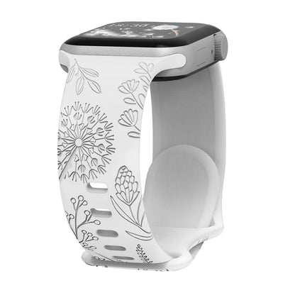 For Apple Watch Dandelion Floral Watch Band Replacement Strap White