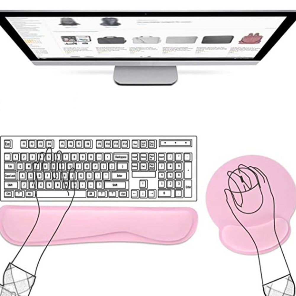 3Pcs Gaming Mouse Pad Mouse Pad with Wrist Rest Circle Curved Ergonomic Mousepad-Pink