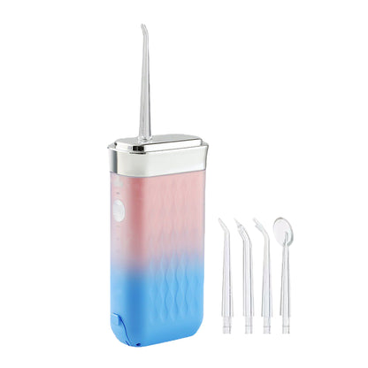 Mini Portable Oral Irrigator Rechargeable Water Dental Flosser With Stretchable Water Tan-Pink