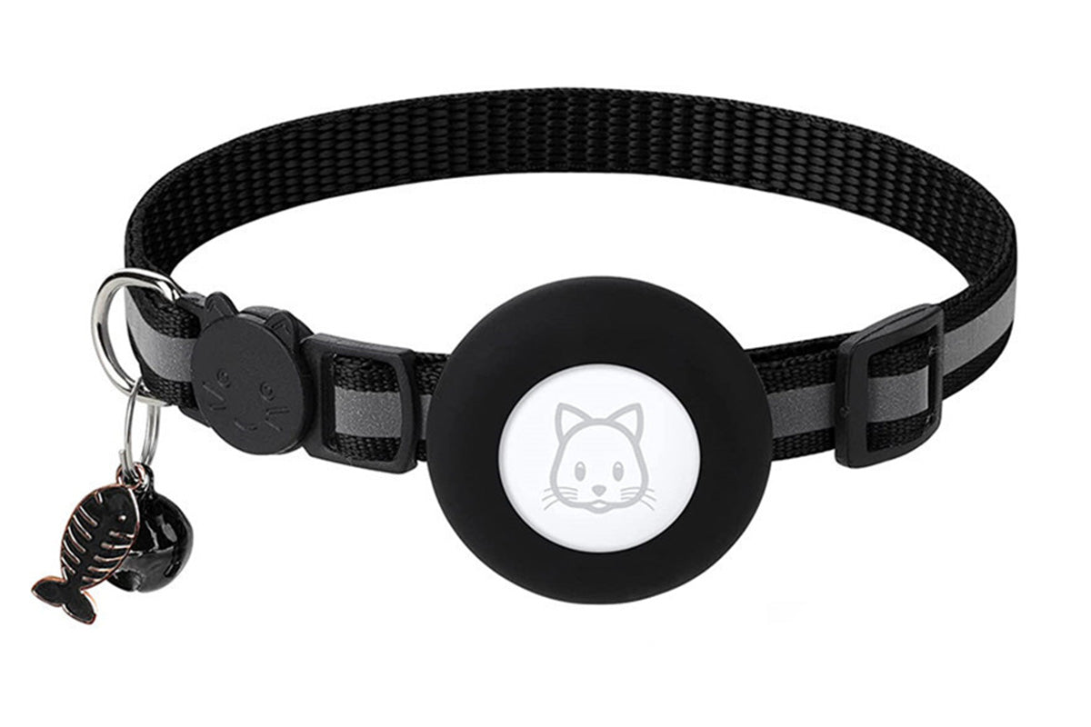 Adjustable Cat Collar Compatible with Apple Airtag - Black
