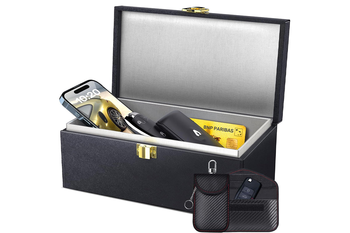 2Pcs Keyless Entry RFID Signal Blocking Cage with 2Pcs Key Pouches