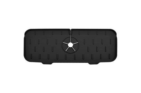 Sink Splash Guard Mat Silicone Faucet Handle Drip Catcher Tray-Black