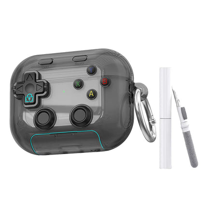 Case Cover with Lock Button and Phone Stand Protective Case for AirPods 4-Black