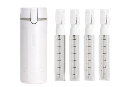 4 in 1 Travel Dispenser with 30ml Travel Bottles - White